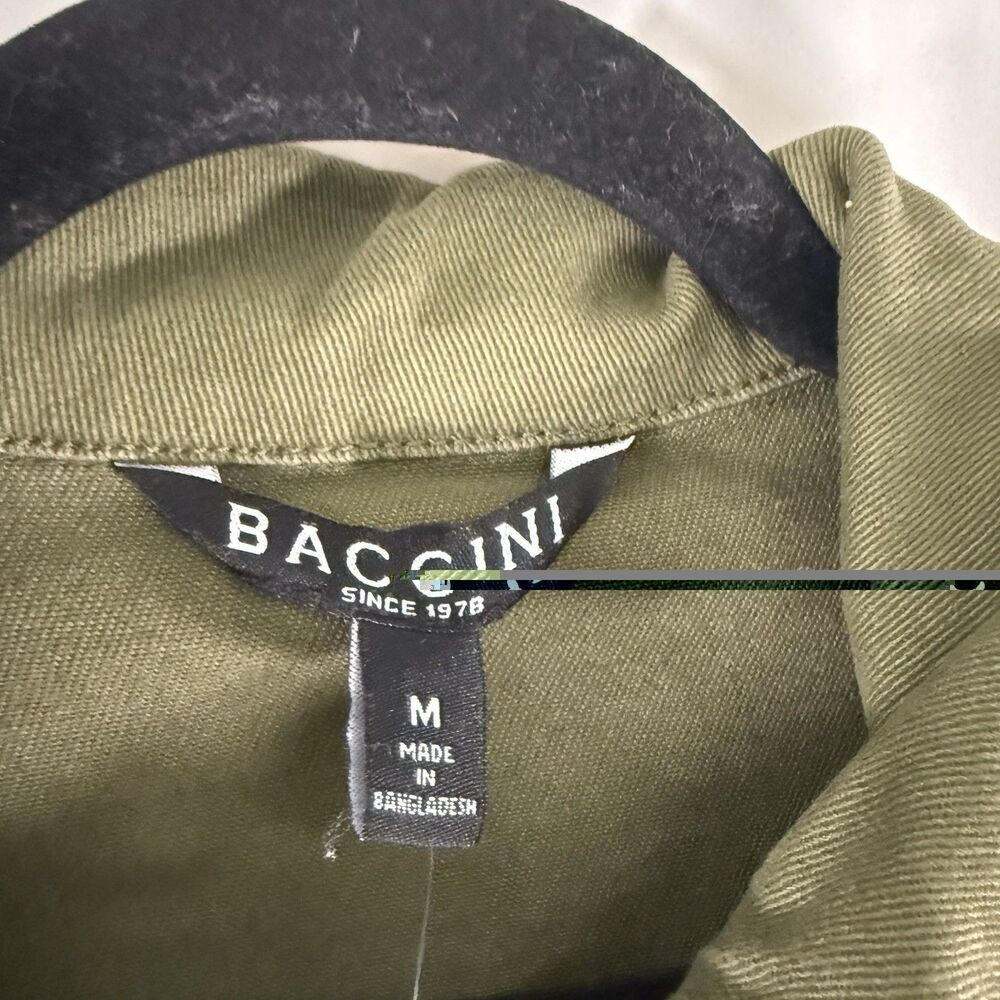 New Baccini Twill Jacket Women's Medium Green Fringe Hem Button Up Long Sleeve - Picture 3 of 11